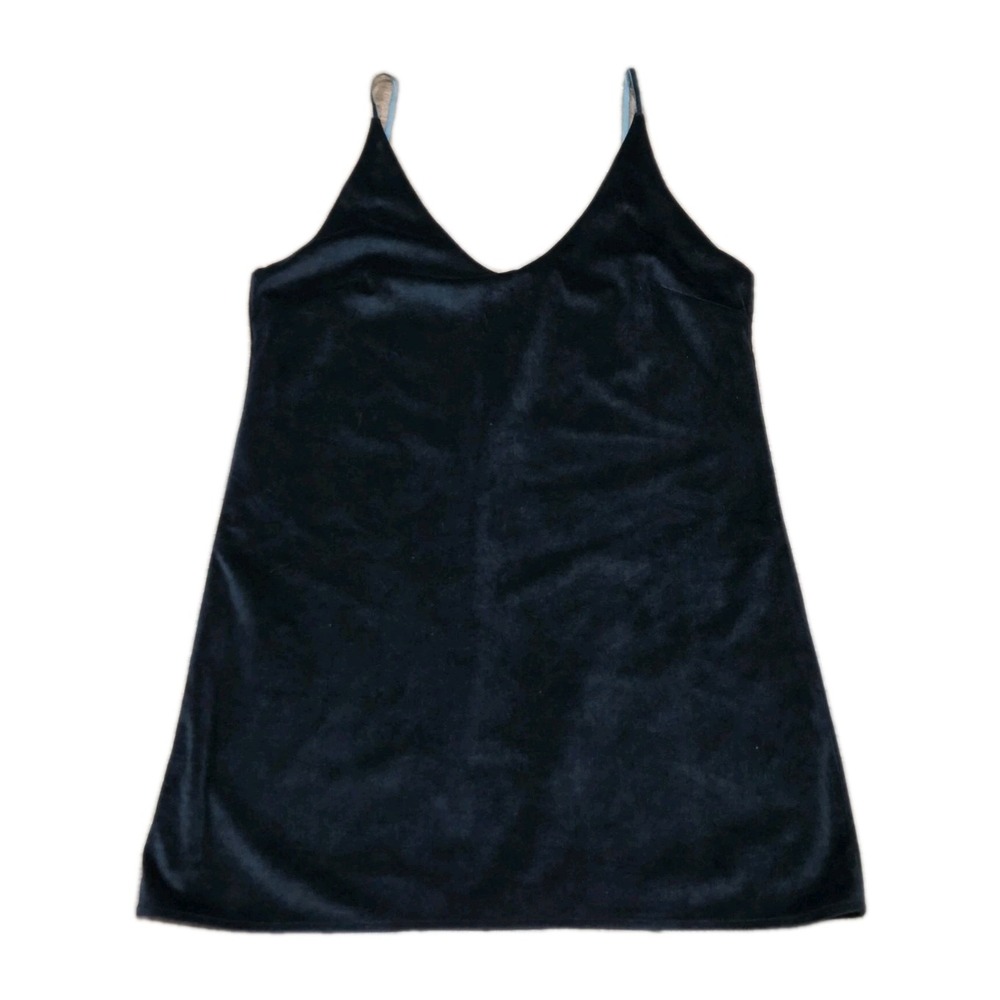 Green Velvet Mini Shift Dress Women's Size Large Spaghetti Straps Six Crisp Days